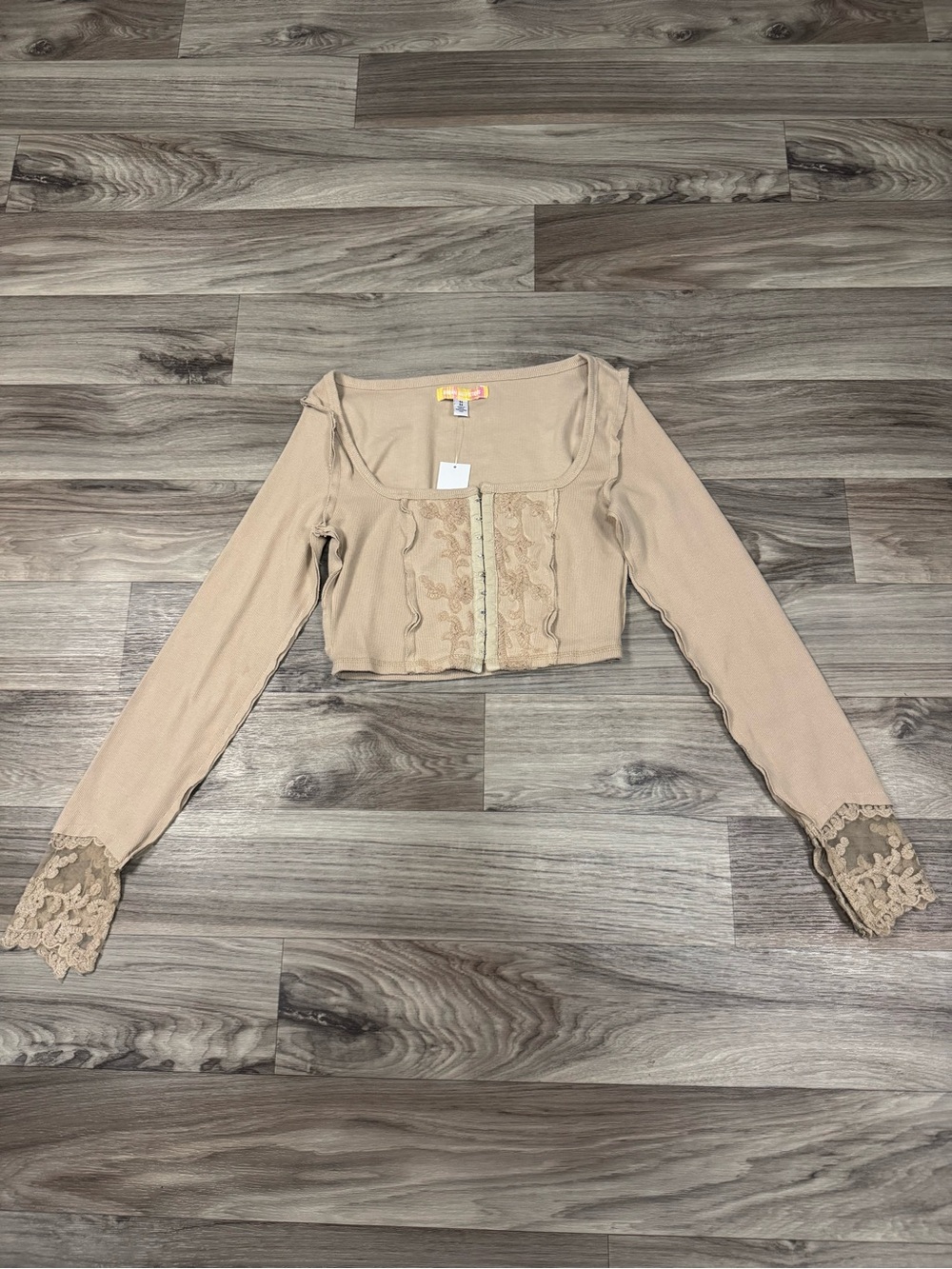 NWT Urban Outfitters Long Sleeve Corset Top in Tan Size Medium